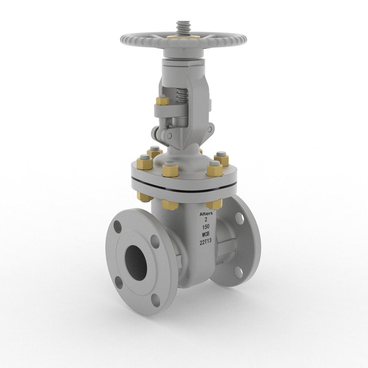 Image of a gate valve from AlterValve with company name and specifications.