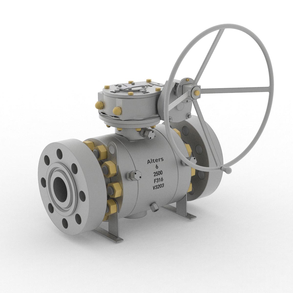 Forged Trunnion Mounted Ball Valve from AlterValve with the company name and specifications.