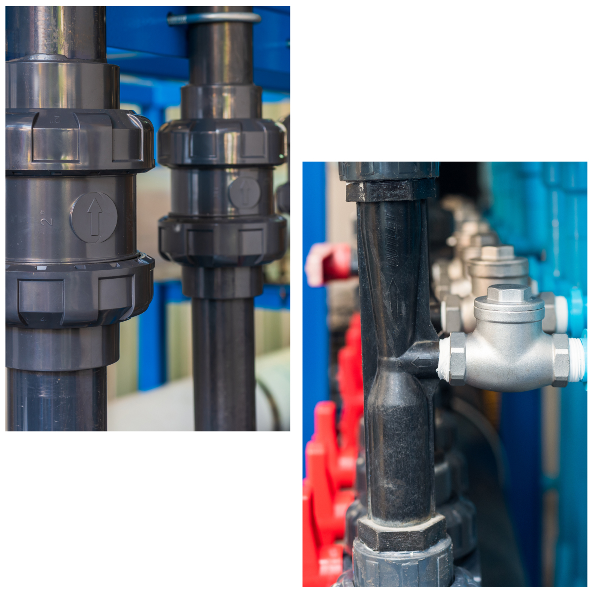 A collage image of industrial check valves.