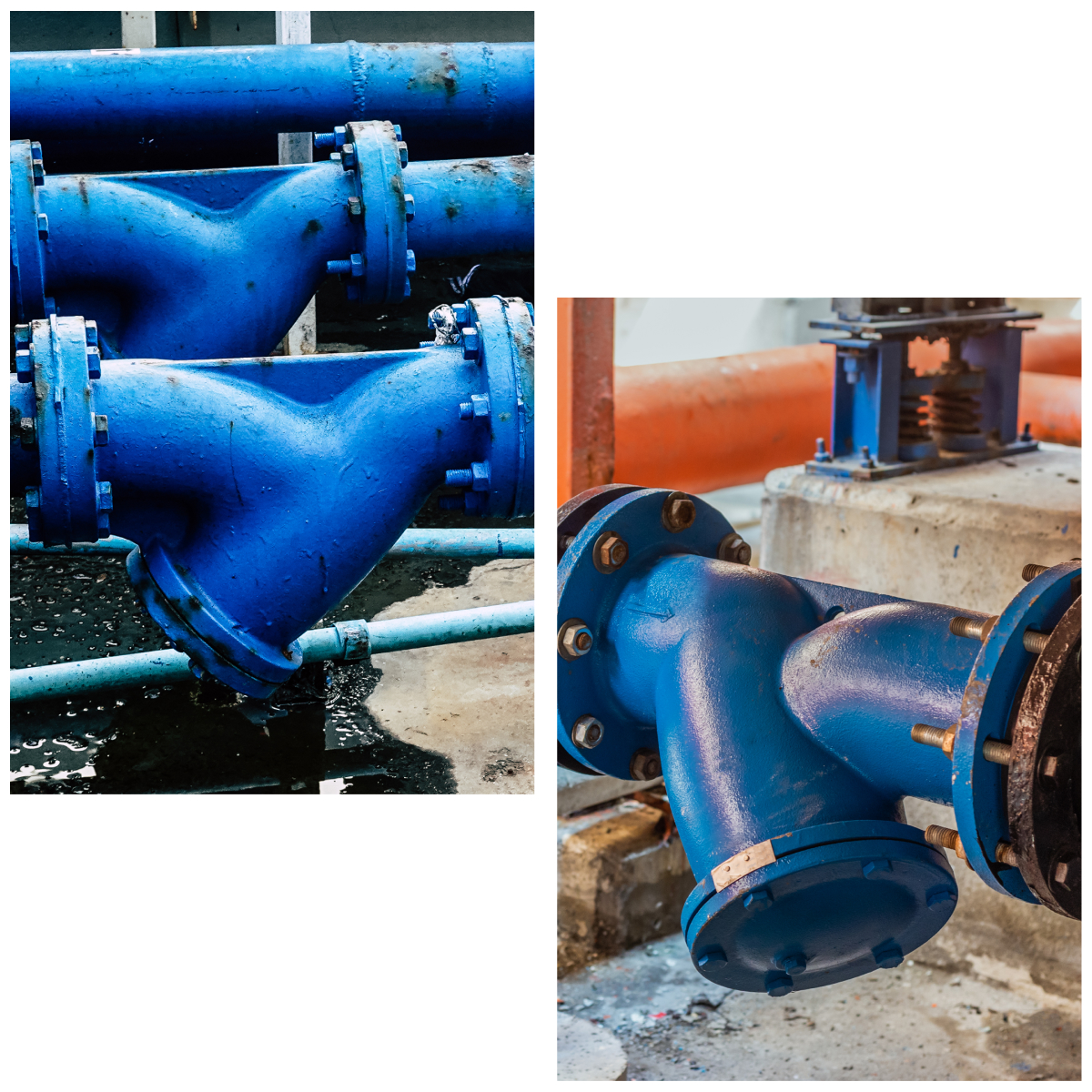 A collage image of industrial Y-stainers from AlterValve.