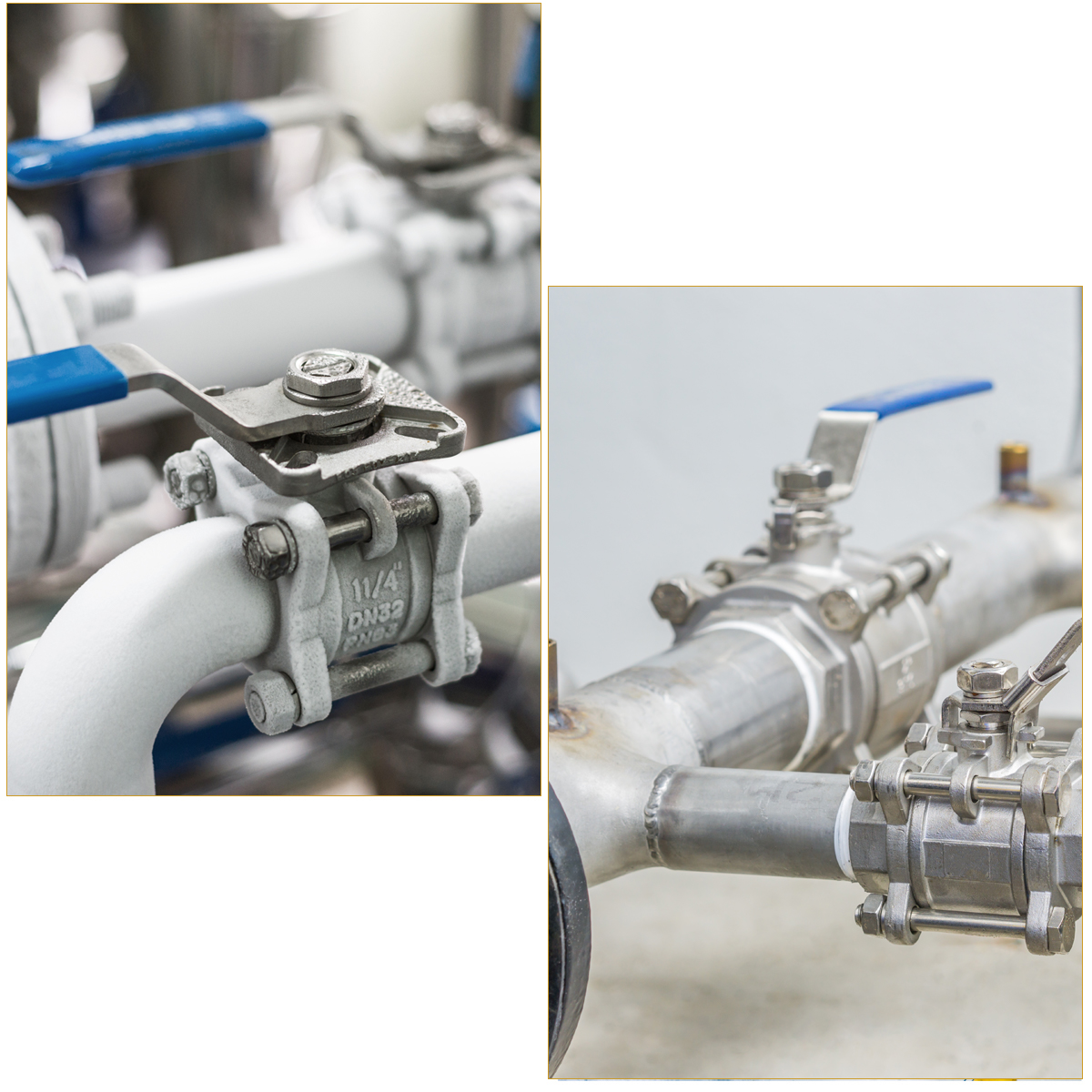 A collage image of industrial ball valves.